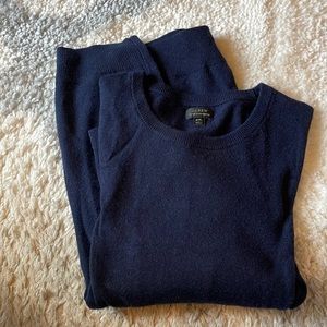 Men's J. Crew Cashmere Crewneck Sweater, Navy Blue - Size XXL